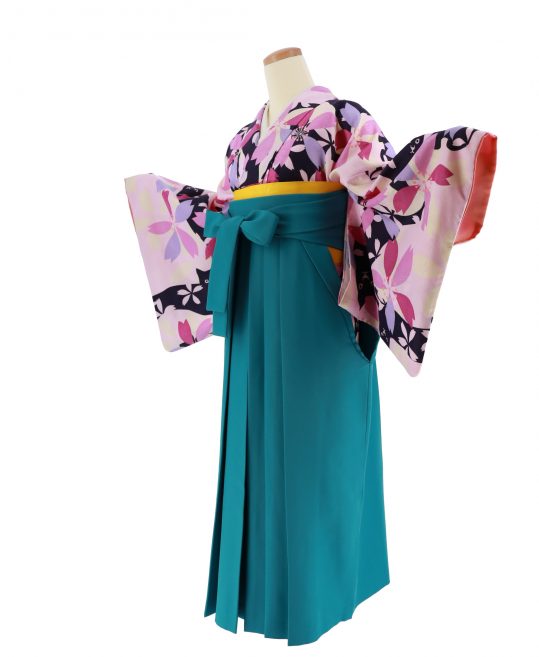 卒業式袴レンタルNo.750[Lサイズ][CouCouMemoire]藤色・濃紫猫・桜
